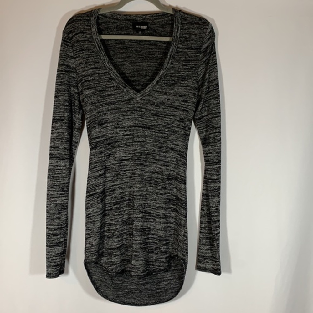 Wilfred Free Dark Heather Grey Open Back Mini Long Sleeve Dress